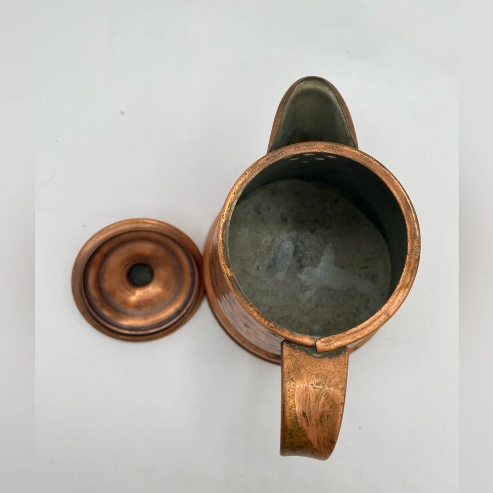 Revere Solid Copper Hammered Teapot Pitcher Made in USA  1970s Vintage MCM